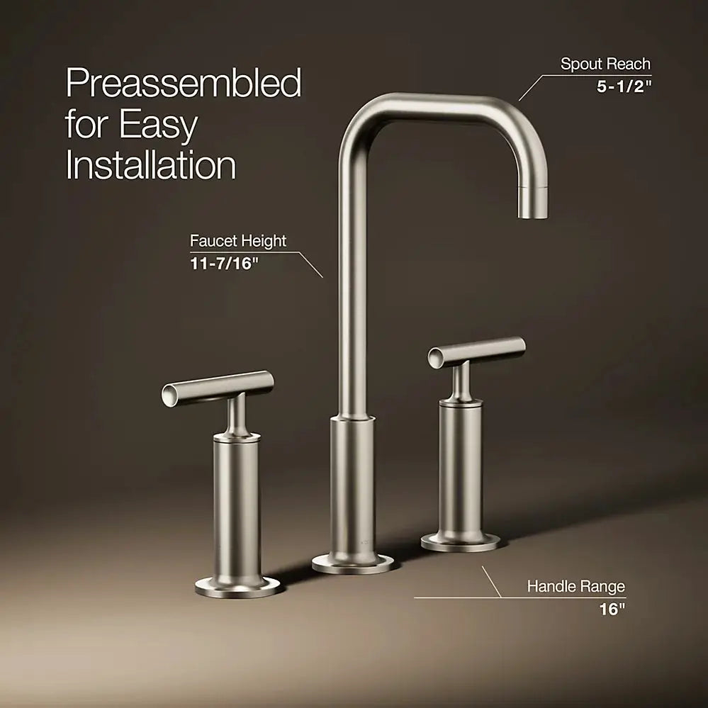 Kohler Purist Widespread bathroom sink faucet with Lever handles, 1.2 gpm K-14408-4-BN - Plumbing Market