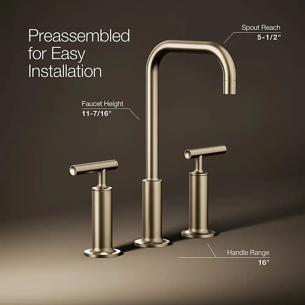 Kohler Purist Widespread bathroom sink faucet with Lever handles, 1.2 gpm K-14408-4-BV - Plumbing Market