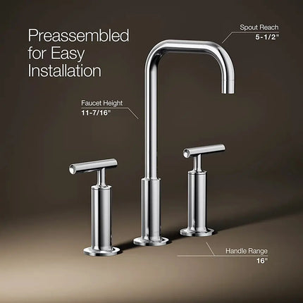 Kohler Purist Widespread bathroom sink faucet with Lever handles, 1.2 gpm K-14408-4-CP - Plumbing Market