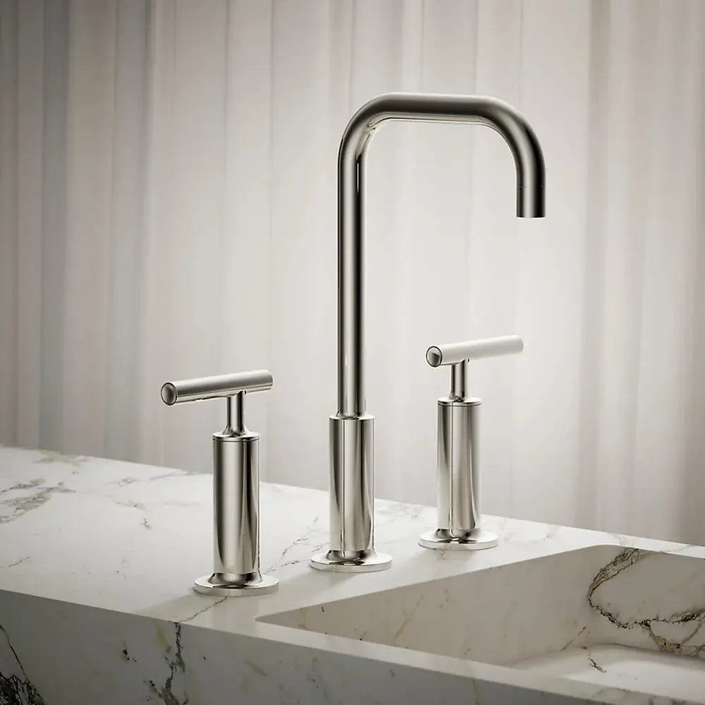 Kohler Purist Widespread bathroom sink faucet with Lever handles, 1.2 gpm K-14408-4-SN - Plumbing Market
