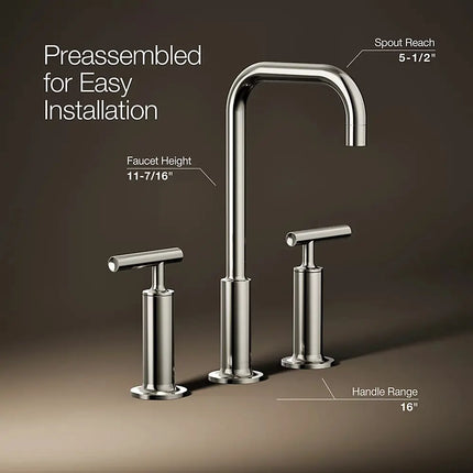Kohler Purist Widespread bathroom sink faucet with Lever handles, 1.2 gpm K-14408-4-SN - Plumbing Market