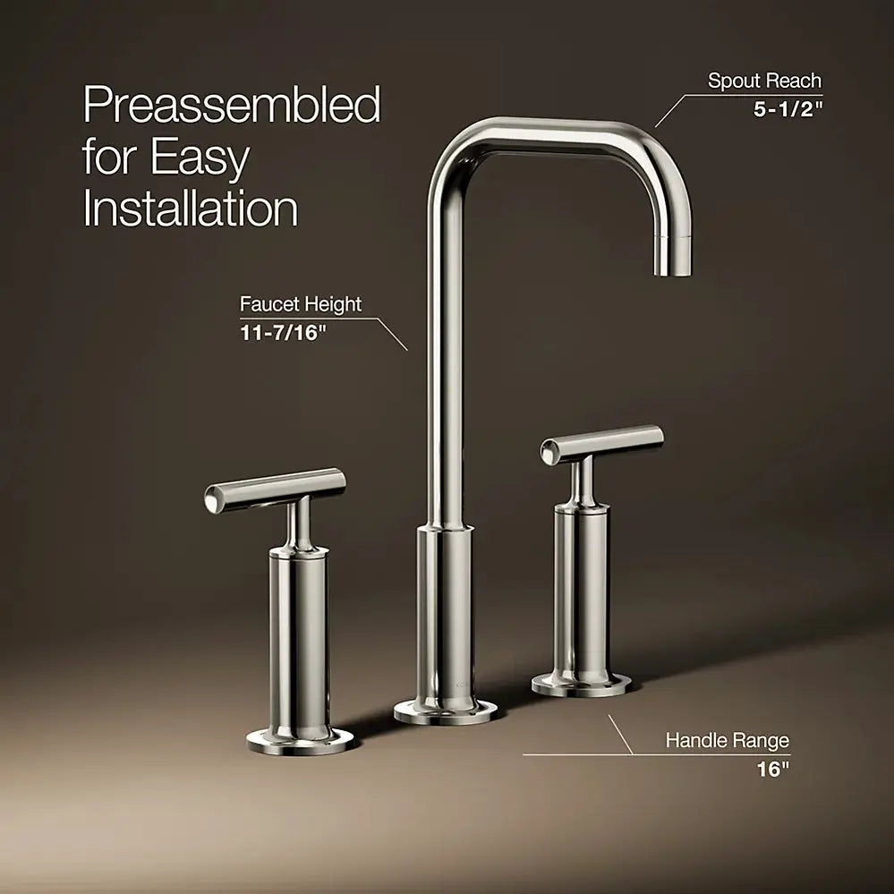 Kohler Purist Widespread bathroom sink faucet with Lever handles, 1.2 gpm K-14408-4-SN - Plumbing Market