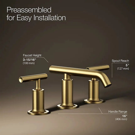 Kohler Purist Widespread bathroom sink faucet with Lever handles, 1.2 gpm K-14410-4-2MB - Plumbing Market