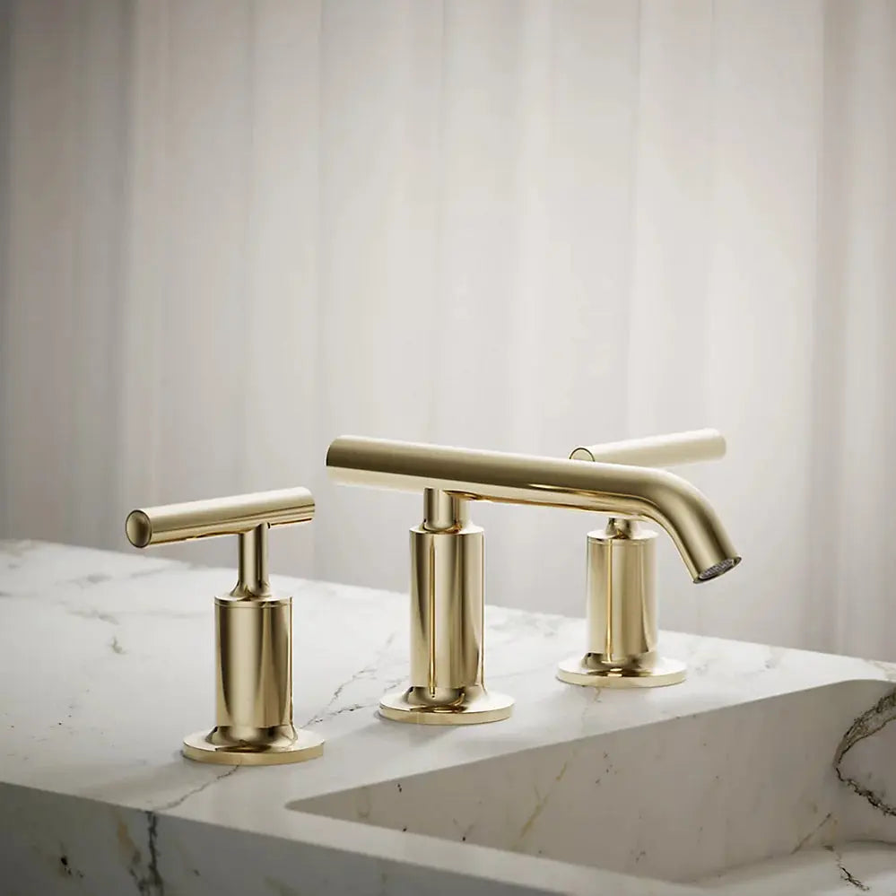 Kohler Purist Widespread bathroom sink faucet with Lever handles, 1.2 gpm K-14410-4-AF - Plumbing Market
