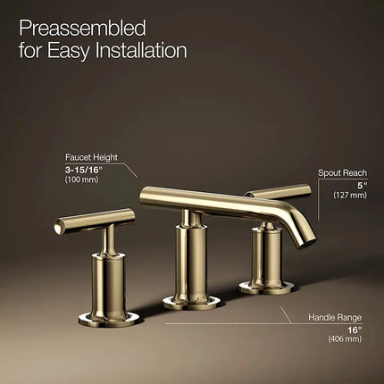 Kohler Purist Widespread bathroom sink faucet with Lever handles, 1.2 gpm K-14410-4-AF - Plumbing Market
