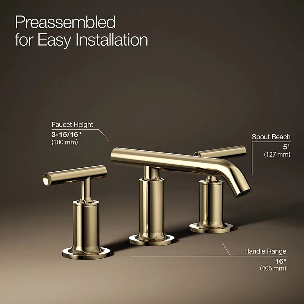 Kohler Purist Widespread bathroom sink faucet with Lever handles, 1.2 gpm K-14410-4-AF - Plumbing Market