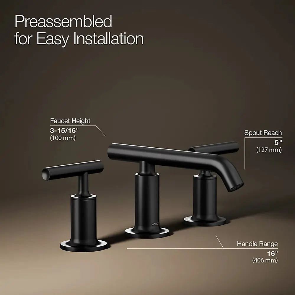 Kohler Purist Widespread bathroom sink faucet with Lever handles, 1.2 gpm K-14410-4-BL - Plumbing Market