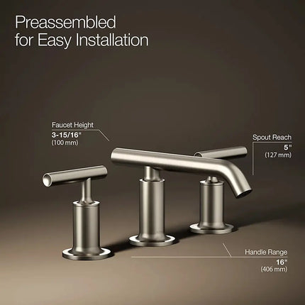 Kohler Purist Widespread bathroom sink faucet with Lever handles, 1.2 gpm K-14410-4-BN - Plumbing Market