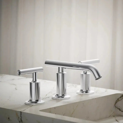 Kohler Purist Widespread bathroom sink faucet with Lever handles, 1.2 gpm K-14410-4-CP - Plumbing Market
