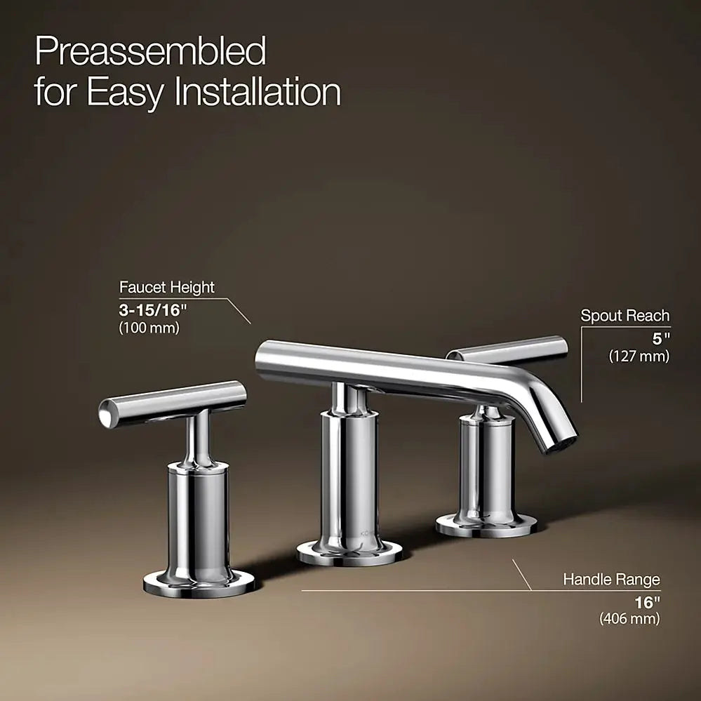 Kohler Purist Widespread bathroom sink faucet with Lever handles, 1.2 gpm K-14410-4-CP - Plumbing Market