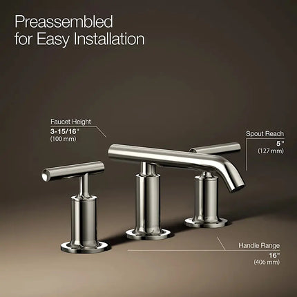 Kohler Purist Widespread bathroom sink faucet with Lever handles, 1.2 gpm K-14410-4-SN - Plumbing Market