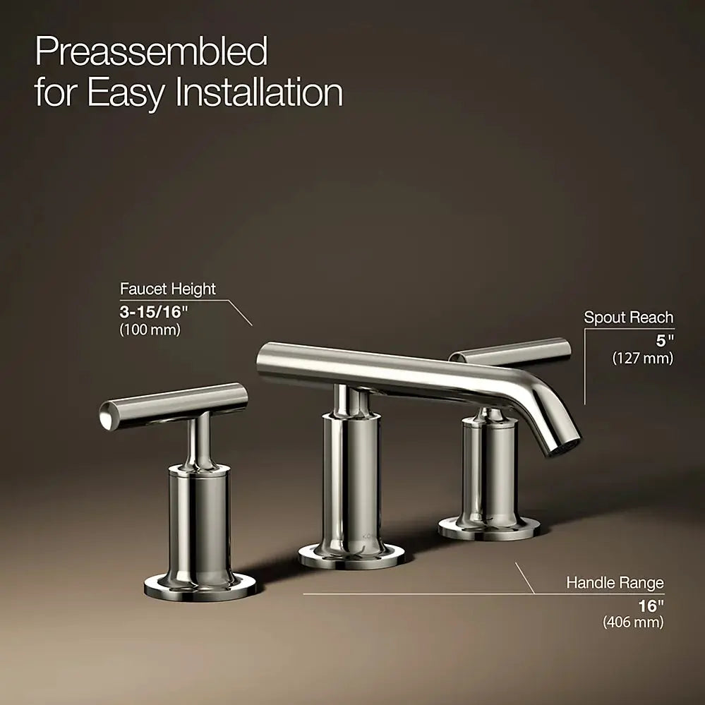 Kohler Purist Widespread bathroom sink faucet with Lever handles, 1.2 gpm K-14410-4-SN - Plumbing Market
