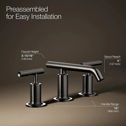 Kohler Purist Widespread bathroom sink faucet with Lever handles, 1.2 gpm K-14410-4-TT - Plumbing Market