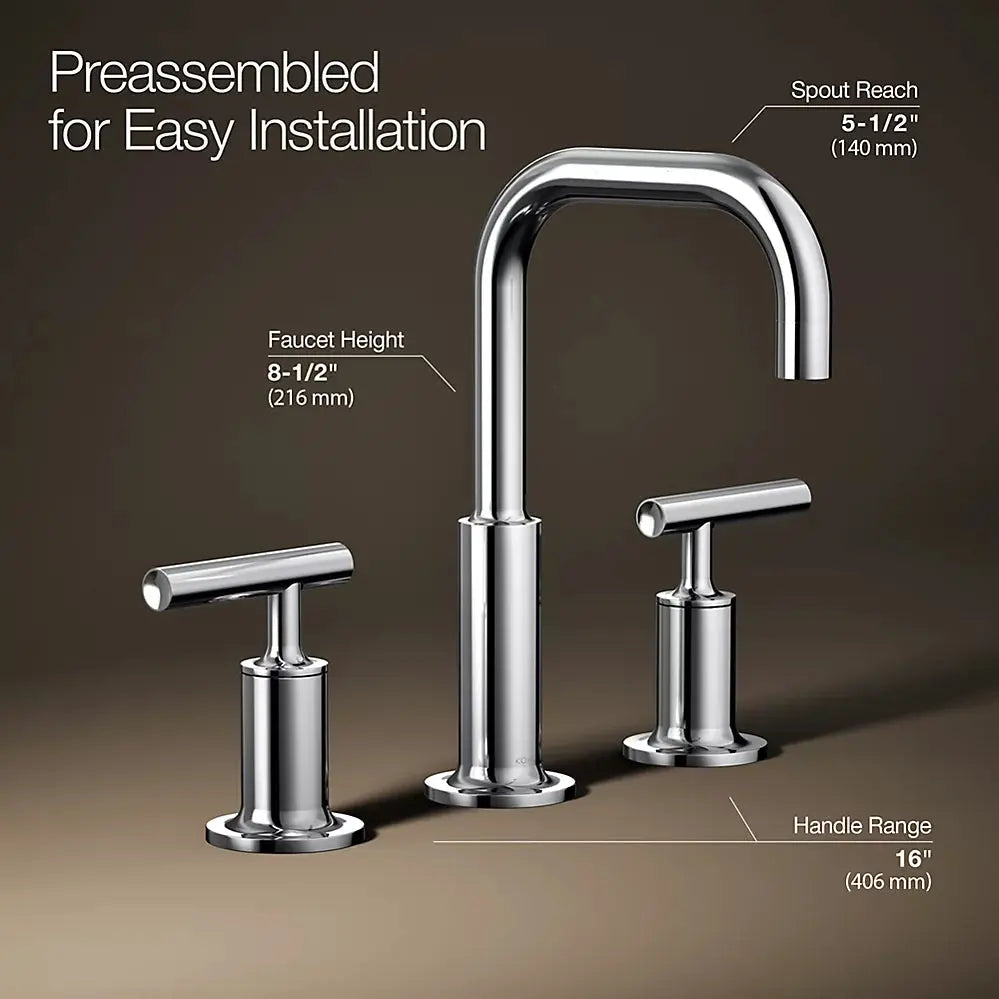 Kohler Purist Widespread bathroom sink faucet with Lever handles, 1.2 gpm - Plumbing Market