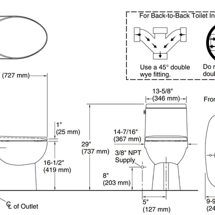 Kohler Reach One-piece Compact Elongated Toilet with Skirted Trapway - Plumbing Market