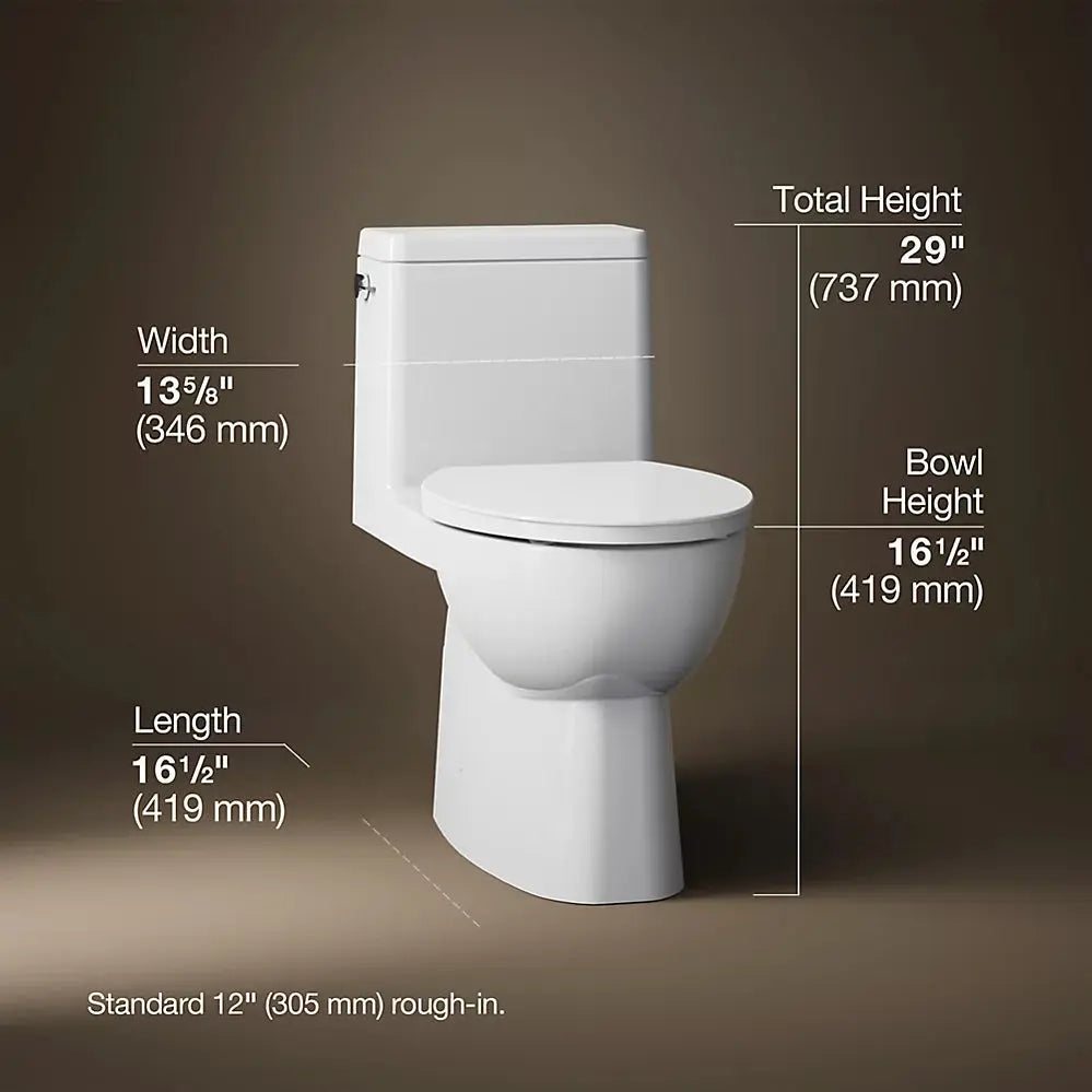 Kohler Reach One-piece Compact Elongated Toilet with Skirted Trapway - Plumbing Market