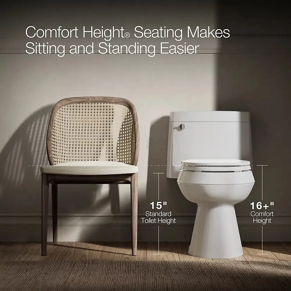 Kohler Reach One-piece Compact Elongated Toilet with Skirted Trapway - Plumbing Market