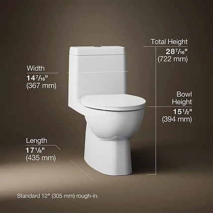 Kohler Reach One-piece compact elongated toilet with skirted trapway, dual-flush - Plumbing Market