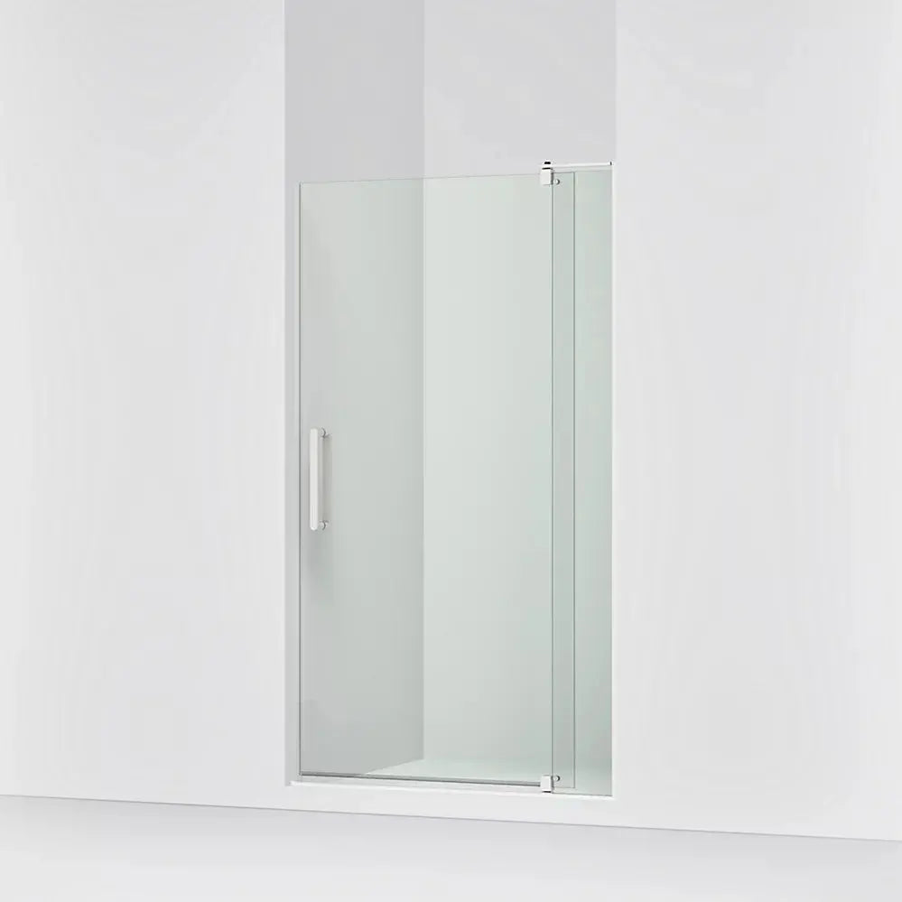 Kohler Revel Pivot shower door, 70" H x 39-1/8 - 44" W, with 5/16" thick Frosted glass Bright Polished Silver - Plumbing Market