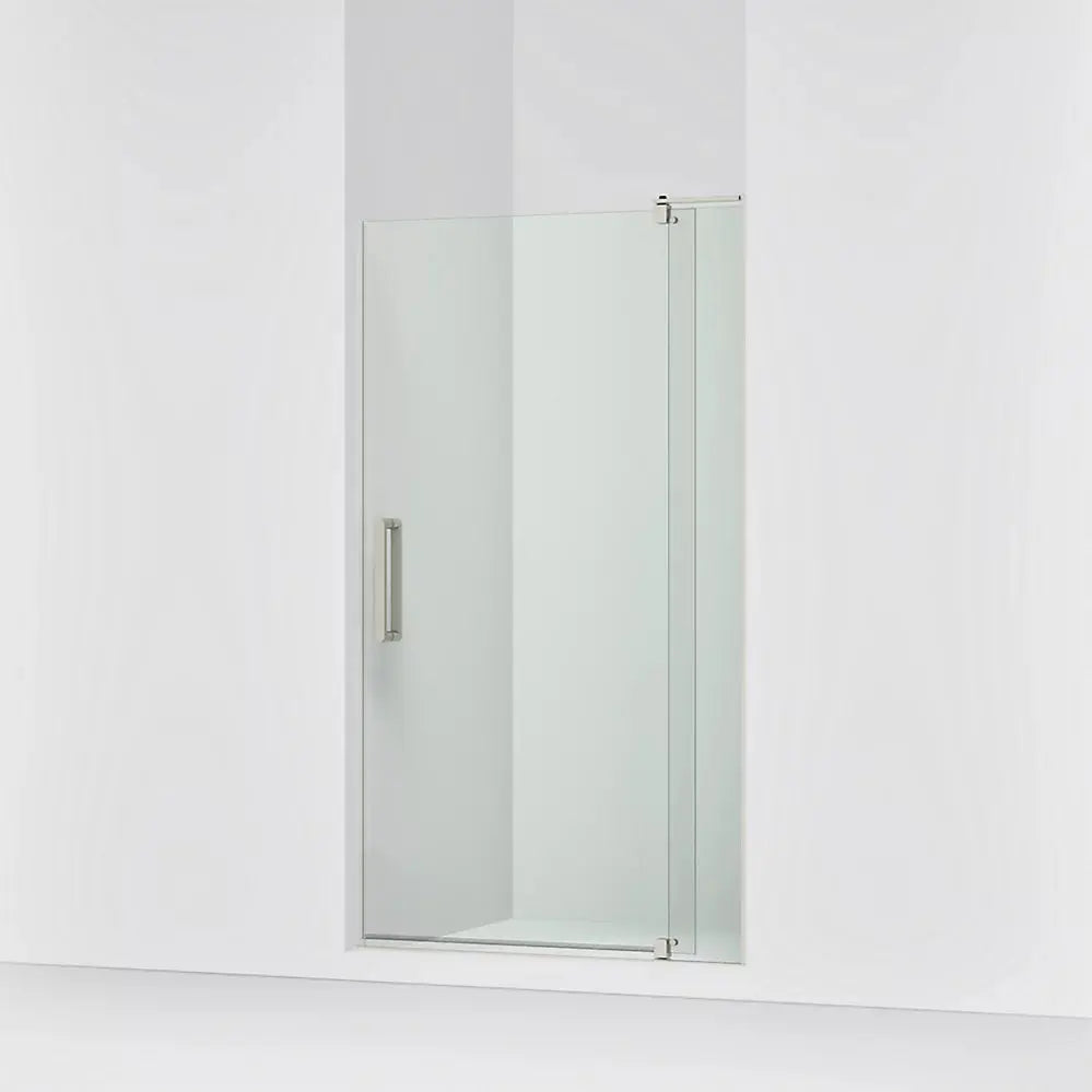 Kohler Revel Pivot shower door, 70" H x 39-1/8 - 44" W, with 5/16" thick Frosted glass brushed nickel - Plumbing Market