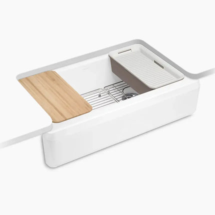 Kohler Riverby 35-3/4" undermount single-bowl farmhouse workstation kitchen sink K-24564-PC-0 - Plumbing Market