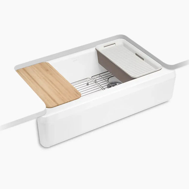 Kohler Riverby 35-3/4" undermount single-bowl farmhouse workstation kitchen sink K-24564-PC-0 - Plumbing Market