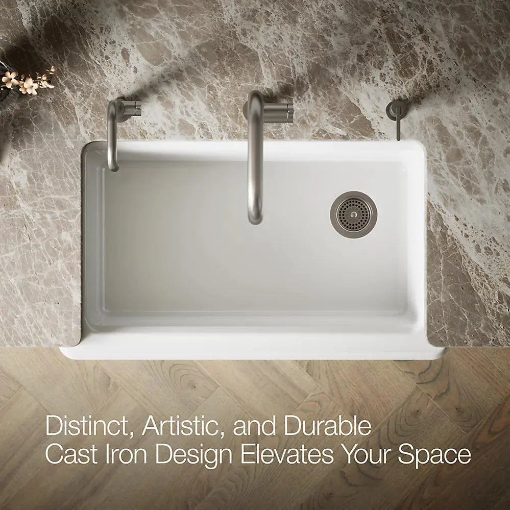 Kohler Riverby 35-3/4" undermount single-bowl farmhouse workstation kitchen sink K-24564-PC-0 - Plumbing Market