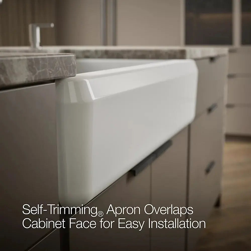 Kohler Riverby 35-3/4" undermount single-bowl farmhouse workstation kitchen sink K-24564-PC-0 - Plumbing Market