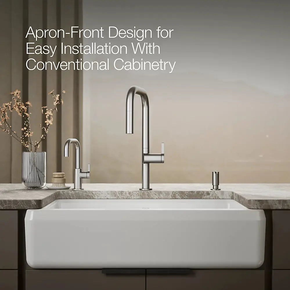 Kohler Riverby 35-3/4" undermount single-bowl farmhouse workstation kitchen sink K-24564-PC-0 - Plumbing Market