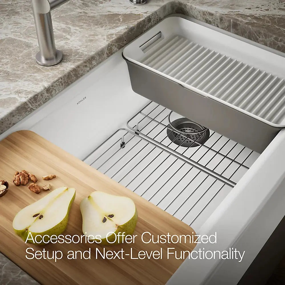 Kohler Riverby 35-3/4" undermount single-bowl farmhouse workstation kitchen sink K-24564-PC-0 - Plumbing Market