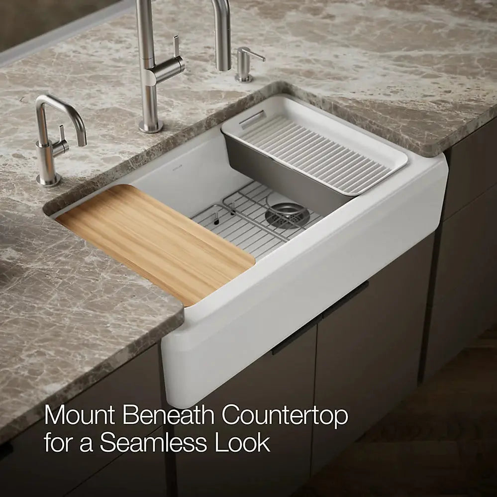 Kohler Riverby 35-3/4" undermount single-bowl farmhouse workstation kitchen sink K-24564-PC-0 - Plumbing Market