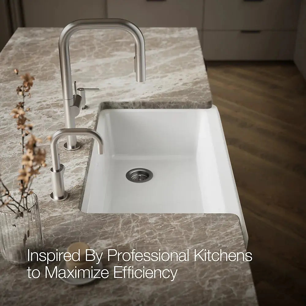 Kohler Riverby 35-3/4" undermount single-bowl farmhouse workstation kitchen sink K-24564-PC-0 - Plumbing Market