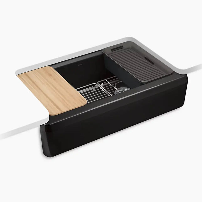 Kohler Riverby 35-3/4" undermount single-bowl farmhouse workstation kitchen sink K-24564-PC-7 - Plumbing Market