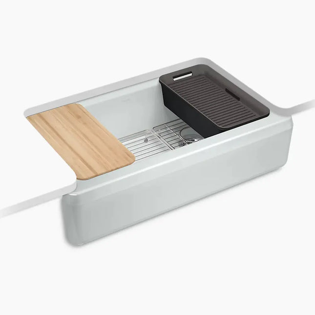 Kohler Riverby 35-3/4" undermount single-bowl farmhouse workstation kitchen sink K-24564-PC-95 - Plumbing Market