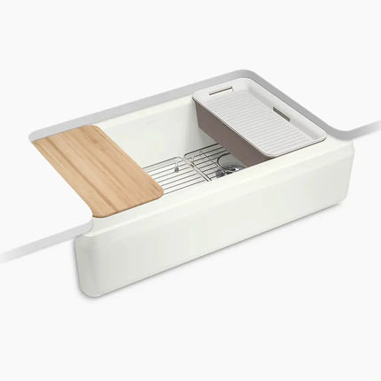Kohler Riverby 35-3/4" undermount single-bowl farmhouse workstation kitchen sink K-24564-PC-NY - Plumbing Market