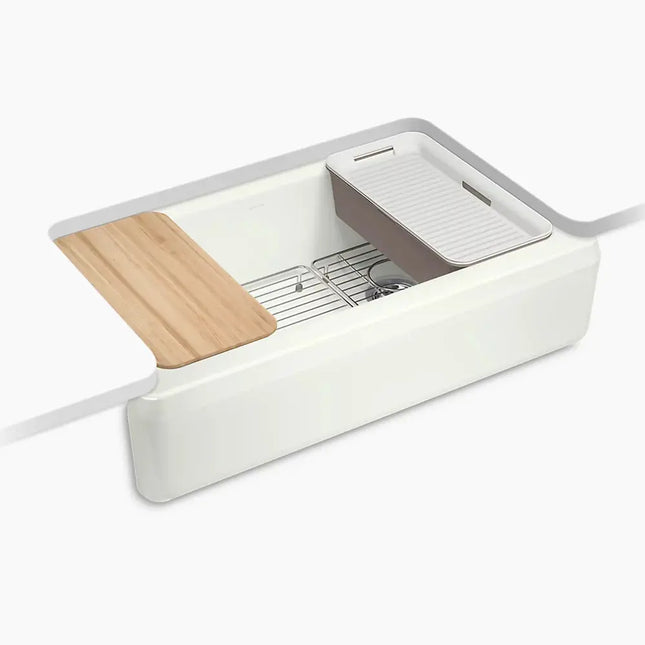 Kohler Riverby 35-3/4" undermount single-bowl farmhouse workstation kitchen sink K-24564-PC-NY - Plumbing Market