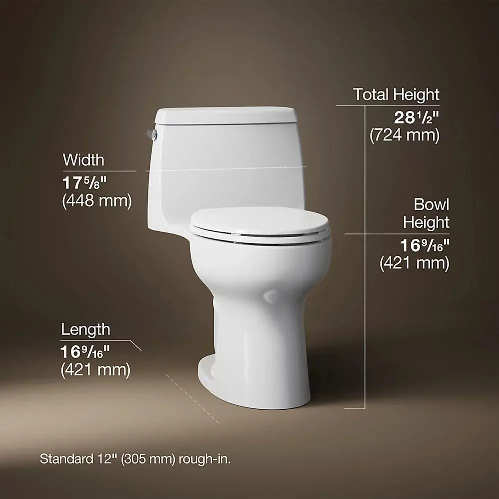 Kohler Santa Rosa One-piece compact elongated 1.6 gpf toilet with Revolution 360 swirl flushing technology - Plumbing Market