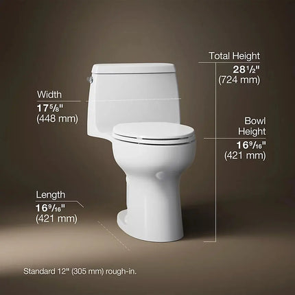 Kohler Santa Rosa One-piece compact elongated toilet, 1.28 gpf - Plumbing Market