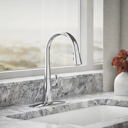 Kohler Simplice Compact Pull Down Kitchen Sink Faucet with Three Function Sprayhead K-597-CP - Plumbing Market