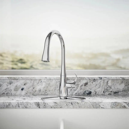 Kohler Simplice Compact Pull Down Kitchen Sink Faucet with Three Function Sprayhead K-597-CP - Plumbing Market