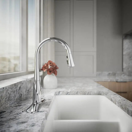 Kohler Simplice Compact Pull Down Kitchen Sink Faucet with Three Function Sprayhead K-597-CP - Plumbing Market