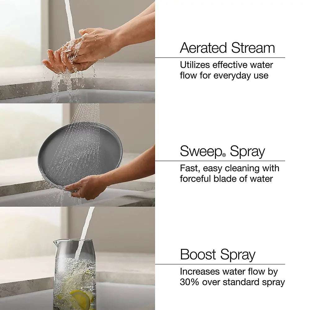 Kohler Simplice Compact Pull Down Kitchen Sink Faucet with Three Function Sprayhead K-597-CP - Plumbing Market