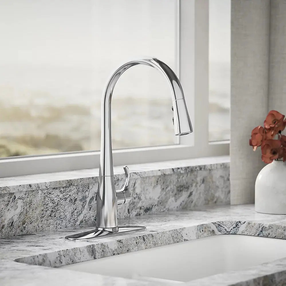 Kohler Simplice Pull-down kitchen sink faucet with three-function sprayhead - Plumbing Market