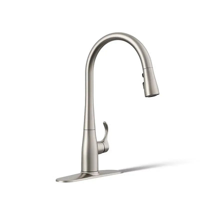 Kohler Simplice Pull-down kitchen sink faucet with three-function sprayhead Stainless - Plumbing Market