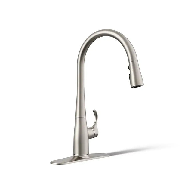 Kohler Simplice Pull-down kitchen sink faucet with three-function sprayhead Stainless - Plumbing Market