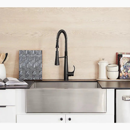 Kohler Simplice Semi-professional kitchen sink faucet with three-function sprayhead K-22033-2MB - Plumbing Market