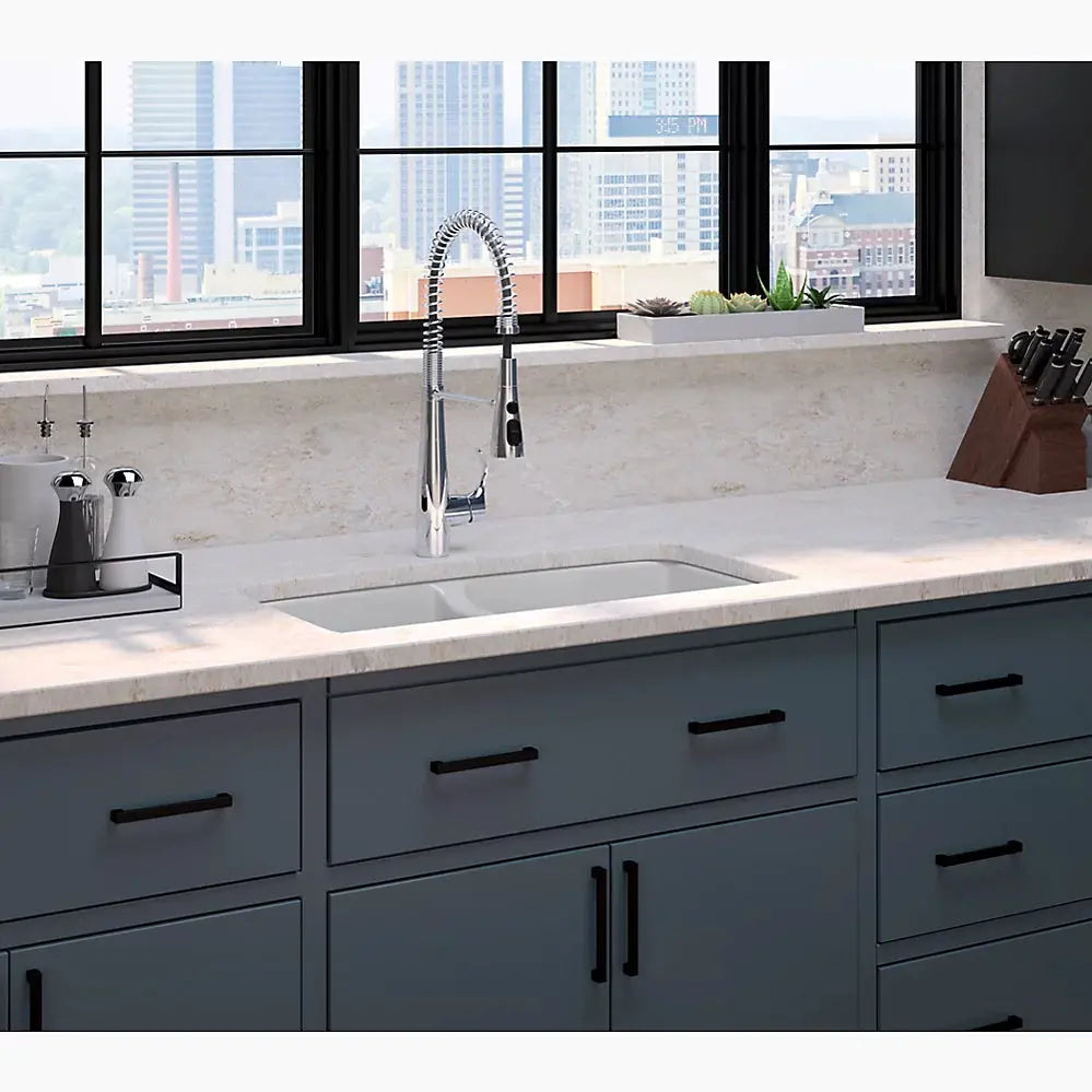 Kohler Simplice Semi-professional kitchen sink faucet with three-function sprayhead K-22033-2MB - Plumbing Market