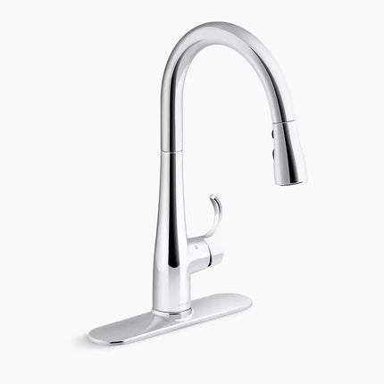 Kohler Simplice Touchless pull-down kitchen sink faucet with three-function sprayhead K-22036-CP - Plumbing Market
