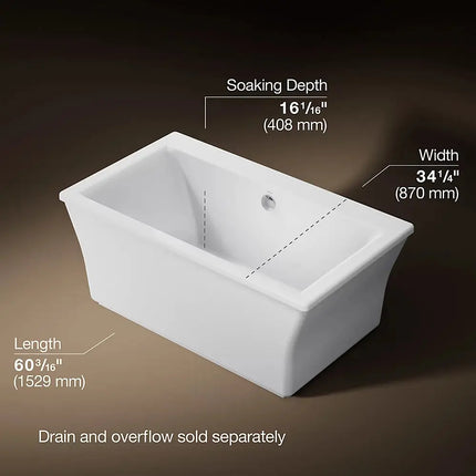 Kohler Stargaze 60-1/4" x 34-1/4" Freestanding Bath with Fluted Shroud - Plumbing Market