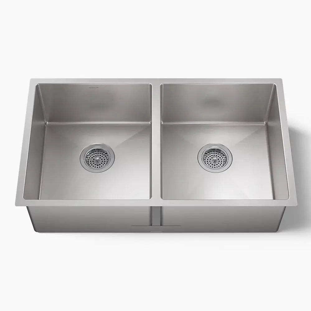 Kohler Strive 32" undermount double-bowl kitchen sink with accessories K-5281-NA - Plumbing Market